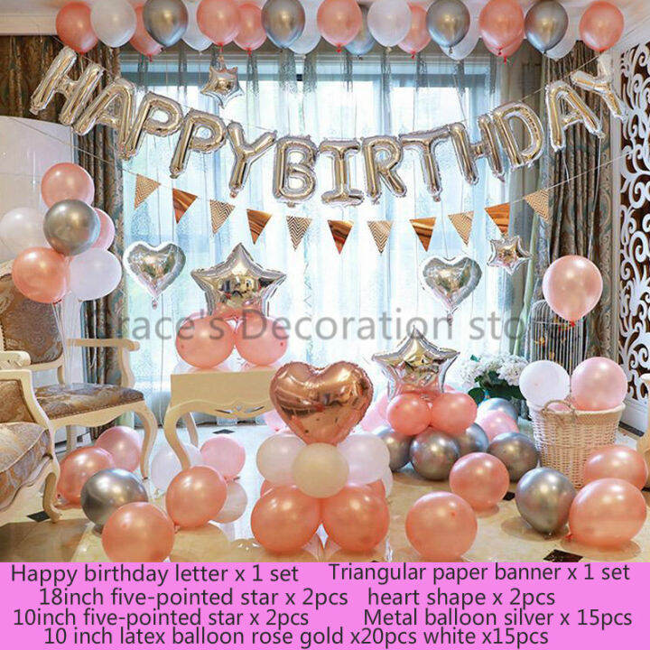 Happy Birthday Balloon Set Adult LED light Birthday party background wall layout  Home Decoration Letters balloons Party Decor Supplies Easy to use | Lazada