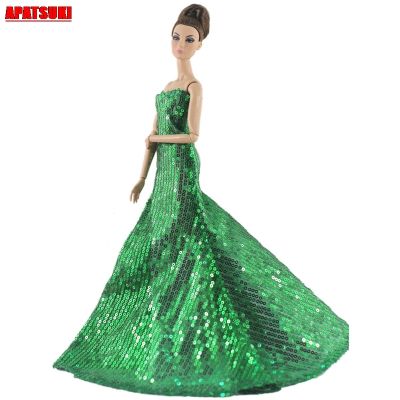 〖jeansame dress〗สีเขียว Bli เลื่อมชุดเจ้าหญิงชุดราตรีชุดเสื้อผ้าเครื่องแต่งกายสำหรับตุ๊กตาบาร์บี้เสื้อผ้าสำหรับ1/6 BJD อุปกรณ์ตุ๊กตาเด็ก