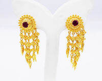 Thai jewelry ruby red gold plated drop earrings Micron gold plated 100% women jewelry gold plated premium