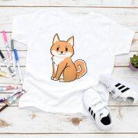 Cute Cartoon Dog Print Childrens Clothing Animal Harajuku Aesthetic Toddler Boy Girl T Shirt Summer Outfoor Casual Kids T-shirt