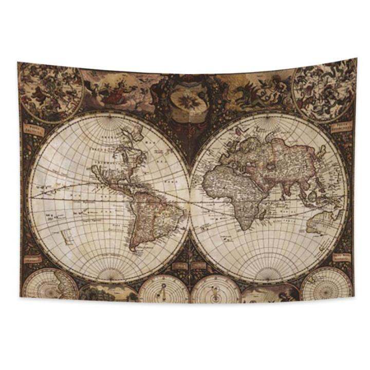 cw-world-map-vintage-tapestry-navigation-map-compass-polyester-fabric-wall-hanging-blanket-car-bohemian-home-decor-tapestries