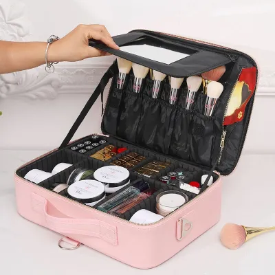 High-end MUJI cosmetic bag large-capacity portable storage for women 2022 new travel high-end makeup artist professional follow-up makeup box