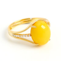 【✆New✆】 TE4QDQ SPECIALTY STORE Bague Ringen 925แหวนเงินสำหรับผู้หญิงสีเหลืองอำพันธรรมชาติเครื่องประดับอย่างดีแหวนปรับขนาดได้การหมั้นงานแต่งงาน