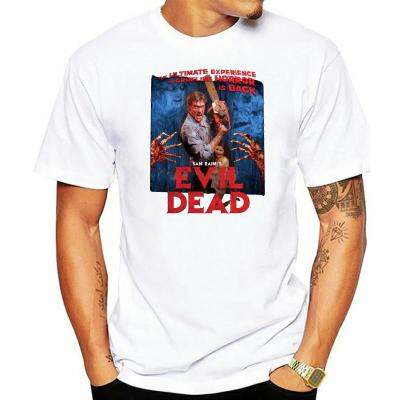 เสื้อยืดผู้ชายแนวสยองขวัญผีอมตะ (Evil Dead) โปสเตอร์ภาพยนตร์เสื้อยืดคอกลมแขนลำลองขาสั้นคอกลมพิมพ์ลายแฟชั่นผ้าคอตตอน100% ใหม่ฤดูร้อนคอกลมเสื้อยืดตลก