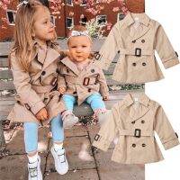 [Childrens clothing] แจ็คเกตเด็กผู้หญิงเด็ก39; S เสื้อโค้ทแขนยาวมีปกแบบกระดุมสองแถวสำหรับฤดูหนาวเด็กพร้อมเข็มขัดสวมใส่เข้ารูปพอดีลำลอง