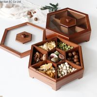 【YF】 European creative solid candy box with lid dry fruit snack home wooden nuts melon storage wedding gift