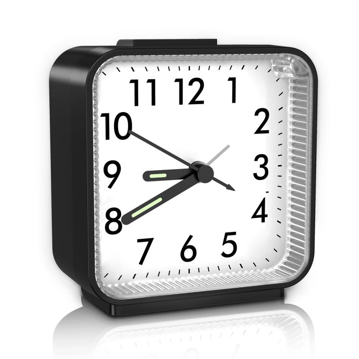 Mechanical alarm clock, silent ticking small clock, travel alarm clock