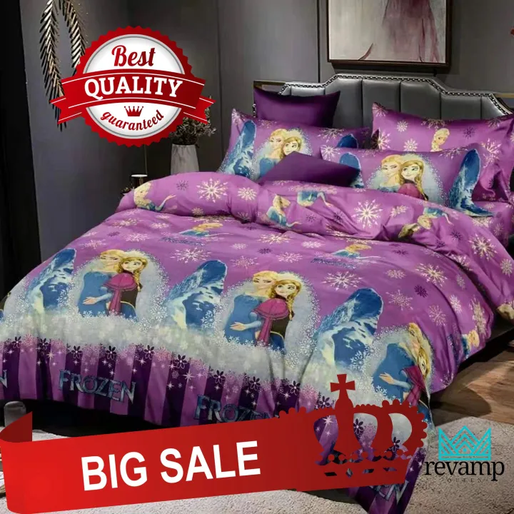 Revamp Queen Bed Sheet 3 in 1 Sale Cartoon Design Anna Elsa Lazada PH
