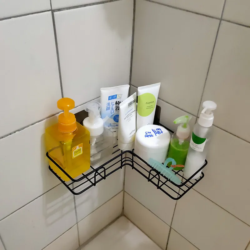 Bathroom Shelf Shampoo Storage Rack Holder Kitchen Punch Corner Frame Shower  Shelf with Suction Cup Bathroom Accessories