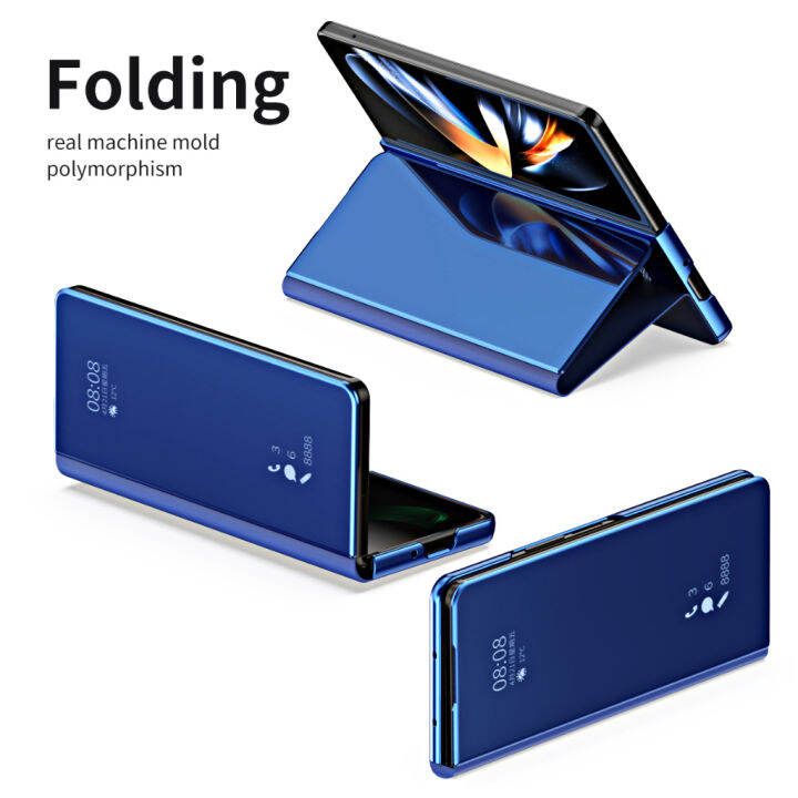 samsung-galaxy-z-fold-5-5-5g-2023ฝามีขาตั้งเคสหน้าต่างสมาร์ทวิวฝาปิดแม่เหล็กปกหนังสือพลิกได้เคสใช้ได้กับ-samsung-galaxy-z-fold-5-fold-4-fold-3-fold-2