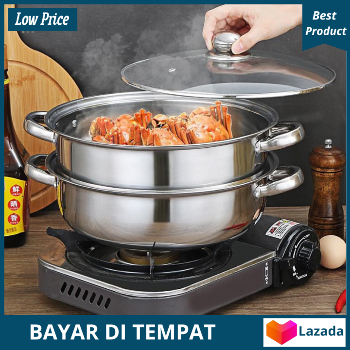 Promo Panci Kukus Tingkat Panci Steamer Stainless Steel Steamer Pot Panci Kukus