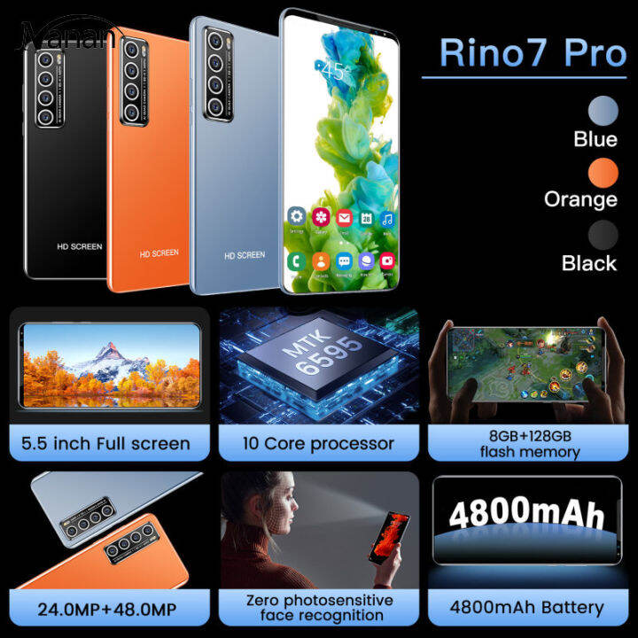 5-5นิ้วโปร-rino7ปลดล็อคใบหน้าสมาร์ทโฟนจดจำลายนิ้วมือ8-128gb