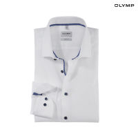 OLYMP GREEN CHOICE Level Five Shirt เสื้อเชิ้ตรักษ์โลก สีขาว แต่งดีเทล ทรงพอดีตัว ยืดหยุ่นได้ดี รีดง่าย