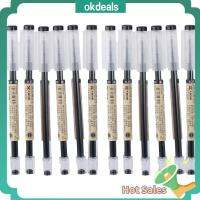 OKDEALS 12แพ็ค ปากกาหมึกเจลสีดำ 0.35มม. ปากกาพลาสติกสำหรับเด็ก การเขียนสำหรับเขียน บ้านในบ้าน