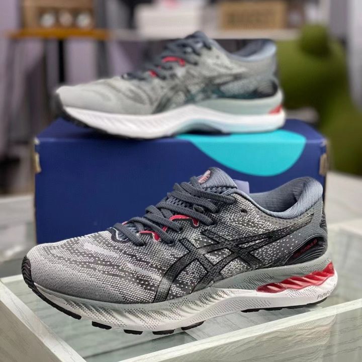 2023-asics-รองเท้าวิ่ง-nimbus23รองเท้าบุรุษรองเท้าวิ่งดูดซับแรงกระแทกเจล-n23สีดำเทรนด์รองเท้าผ้าใบ-warrior