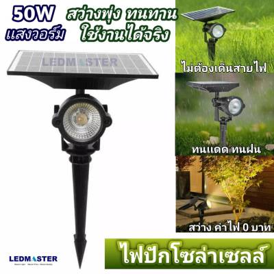 ☘️ไฟปักสนามโซล่าเซลล์ 50W สว่างมาก เเสงพุ่ง ทนทาน ใช้งานได้จริง ไฟส่องต้นไม้ ไฟเเต่งสวน