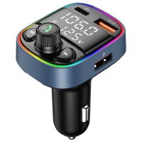 Car Bluetooth 5.0 Mp3 Player Fm Dual Digital Display Can Connect Two s Car Charger Pd20W+Qc18W Fast Charge