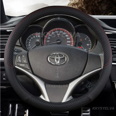 ฝาพวงมาลัยรถยนต์หนังไมโครไฟเบอร์รถยนต์ Toyota Yaris Vios 2014 2015 2016 2017อุปกรณ์ตกแต่งรถยนต์2018