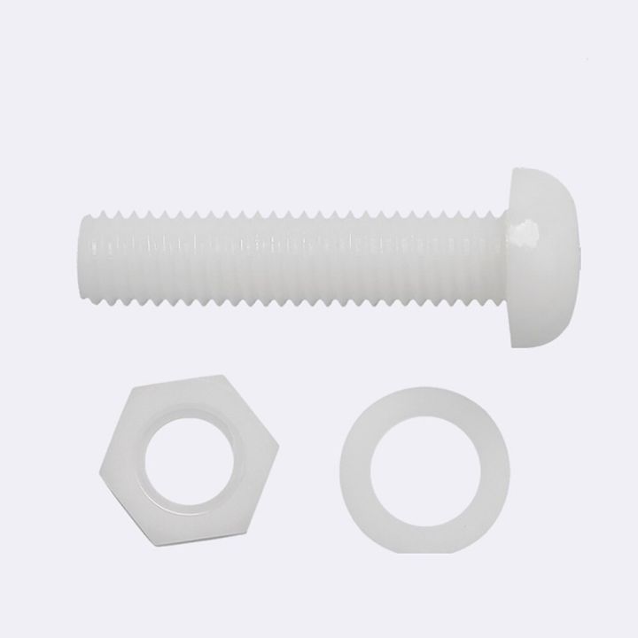 white-black-nylon-round-pan-head-phillips-screw-nut-washer-set-m2-m2-5-m3-m4-m5-m6-m8-plastic-cross-screw-washer-nut-combination-nails-screws-fastener