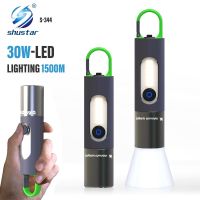 2023☞♂ High Power LED Flashlight Camping Torch with 30W-LED and Side Light Telescopic Zoom Waterproof Lamp with Lampshade