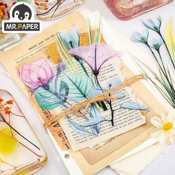 mr-paper-8-designs-beautiful-day-flower-of-life-series-ink-pet-sticker-pack-creative-hand-account-diy-decorative-collage-sticker