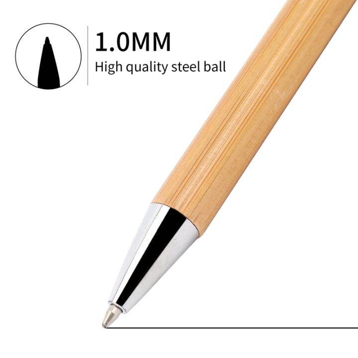 ballpoint-pen-set-bamboo-and-wood-writing-tools-blue-refill-60-pieces