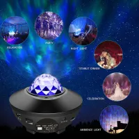 LED Star Galaxy Projector Ocean Wave Night Light Room Decor Rotate Starry Sky Porjectors Music Speaker Lamp Bedroom Decoration