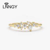 Lnngy 925 Sterling Silver Moissanite Wedding Bands for Women Round Brilliant Lab Diamond Cluster Ring Anillos Fine Jewelry