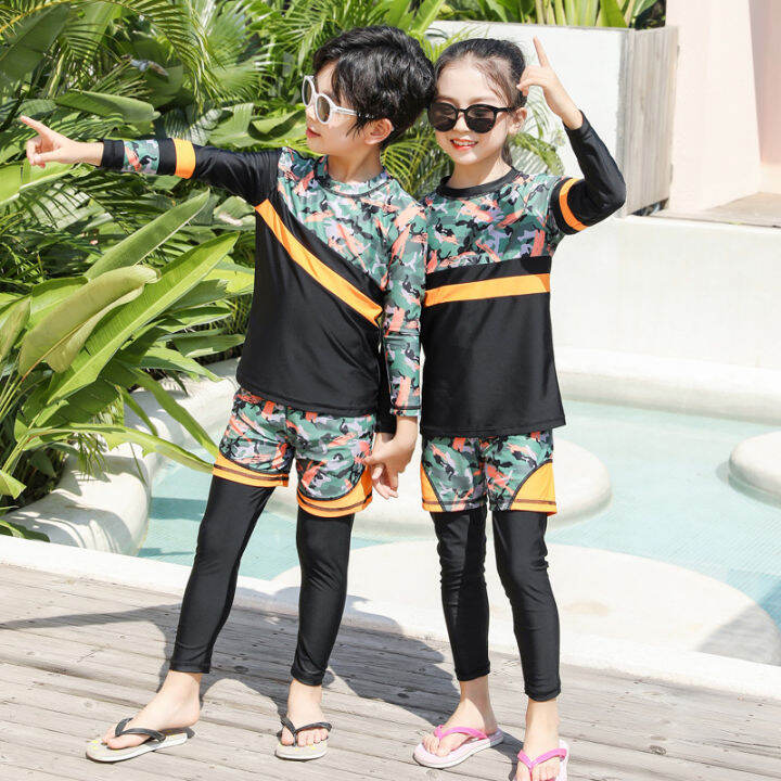 children-swimsuit-long-sleeve-wetsuit-print-rash-guard-summer-kids-beach-bathing-suit-sport-bodysuit-girls-boys-swimwear-set