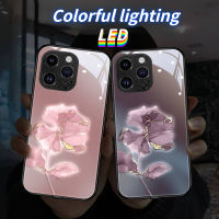 MG ไฟ LED สำหรับ Huawei เคสโทรศัพท์ P30pro/P50pro/P40pro + Honor50pro/Nova11pro Mate50Pro/30Epro Nova7se/8se Mate40Pro/HonorX7/X8/70Pro ดอกไม้สีชมพูทราย