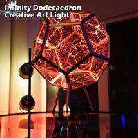 Pissenlit ไฟสร้างสรรค์ Dodecahedron อินฟินิตี้โคมไฟตั้งโต๊ะที่ชาร์จ USB เรืองแสง LED ไฟกลางคืน Dodecahedron โคมไฟกลางคืนเรขาคณิตนำมาใช้ใหม่พื้นที่โคมไฟศิลปะ LED