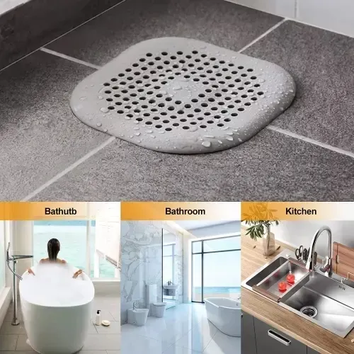 Drain Hair Catcher, 4 Pack Square Drain Cover for Shower Silicone Hair  Stopper Bathroom Sink Strainer with Adjustable Suction Cups (2 Grey + 2  White) 