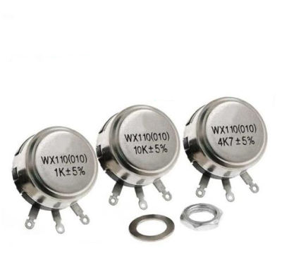 1 pcs WX110 (010) 6mm รอบเพลาโลหะเดี่ยวหมุนลวดความต้านทาน Potentiometer 1k 2.2k 3.3k 4.7K 5.6k 6.8k 10k 22k ohm