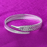 Lady Silver Plated Feather Bracelet ยุโรปและอเมริกาแฟชั่นเปิดปรับ Angel Wings สร้อยข้อมือแฟชั่นกำไลข้อมือ