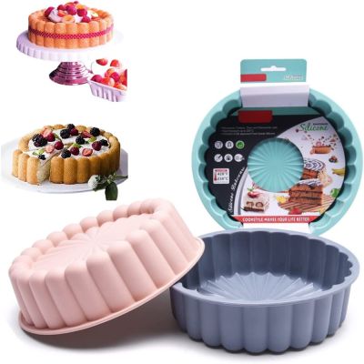 【lz】▣✘∋  Silicone Round Cake Pan para assar panelas de bolo esponja flan Charlotte Cake Pan 8 em