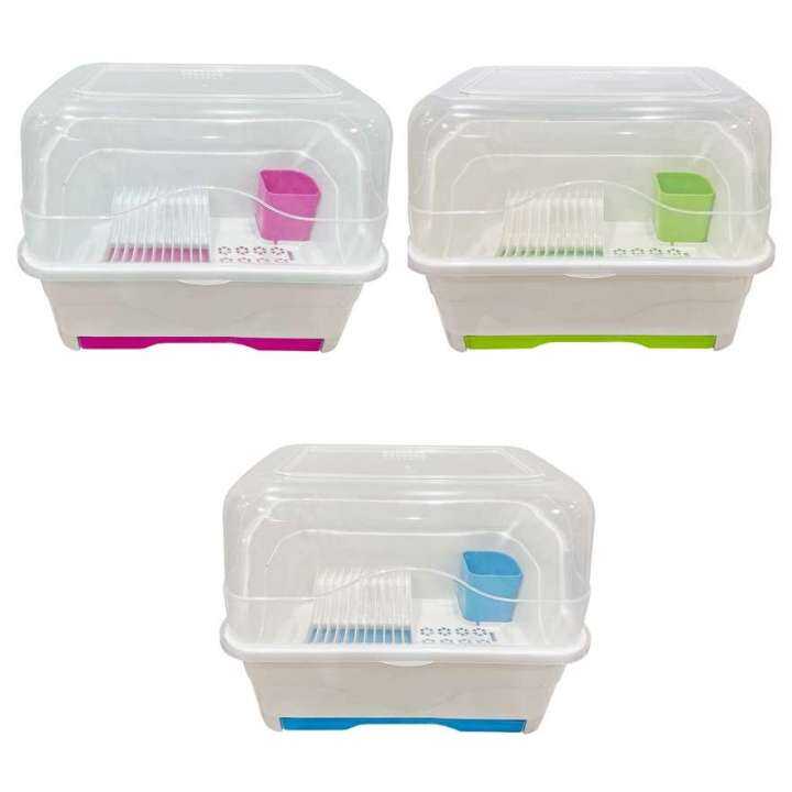 TJA Clean Club Kitchen Master Dish Drainer With Cover and Dish Carrier Plastic Dish Rack Dish