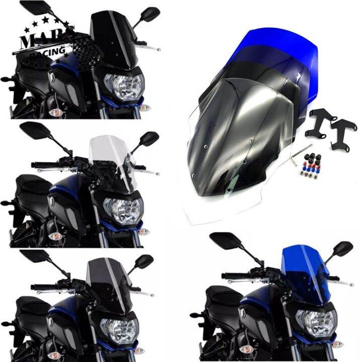 รถจักรยานยนต์กระจกหน้ารถ-visor-viser-fit-สำหรับ-fz07-mt-07-mt07-2018-2019-18-19-double-bule