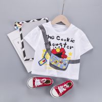 【Boys Sets】2021 Summer Baby Boys Alphabet Cartoon Short Sleeve With Handsome Wild Denim Shorts Two-piece Suit