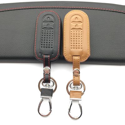 dfthrghd Top layer genuine leather car key case keyboard cover For Toyota Daihatsu TANTO LA600S Perodua 2 buttons car keys accessories