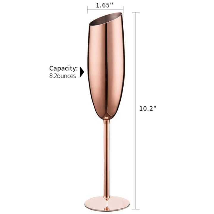 set-of-4-stainless-steel-champagne-wine-flutes-glasses-rose-gold-unbreakable-shatterproof