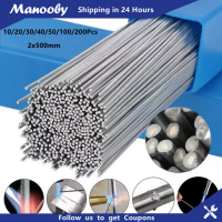 Manooby 50 ชิ้นอุณหภูมิต่ำอลูมิเนียมลวดเชื่อมฟลักซ์Cored 2 มิลลิเมตร * 500 มิลลิเมตรAlบัดกรีก้านไม่จำเป็นต้องบัดกรีผง