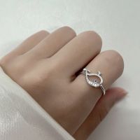 [Free ship] Ancient cat blue diamond ring female falling beautiful life with your index finger