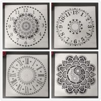 4pcs/set Mandala Clock DIY Stencils Wall Painting Scrapbook Coloring Embossing Album Decorative Template for walls 30*30cm Rulers  Stencils