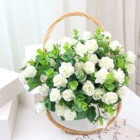 Artificial Flowers Fake Silk Rose for Decoration Blooming Faux Flower Bouquet with Stem  DIY Vase Home Wedding Party