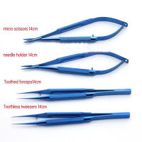 Titanium Microsurgical Instruments 14ซม. ด้านนอก Hand Microsurprited Instruments Kit (Invoicing) กรรไกรเข็มผู้ถือ Forceps