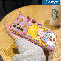 Dienya เคสปลอกสำหรับ Samsung Galaxy A32 5G A32 4G M32 5G ใหม่ลายการ์ตูนเด็กผู้หญิงขอบสี่เหลี่ยมพื้นผิวชุบเคสซิลิก้าเจลกันกระแทกเคสมือถือฝาครอบป้องกันเลนส์กล้องถ่ายรูปรวมทุกอย่าง