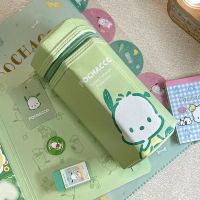 Xiaohongshus same Sanrio new vertical pencil case with large capacity and good looks PU leather zipper pencil case and pencil case