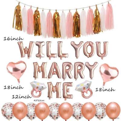 Gp41 ลูกโป่งฟอยล์ ลาย WILL YOU MARRY ME ขนาด 16 นิ้ว สําหรับตกแต่งงานแต่งงาน ปาร์ตี้ 31 ชิ้น ต่อชุด PG41