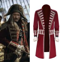 Peter Pan Wendy Captain Hook Cosplay Costume Pirate Hook Cosplay Medieval Red Clothes Jacket Halloween Party Adult Costumes