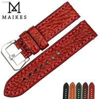 ﹍✕ MAIKES New fashion watch accessories 20 22 24 26mm Italian leather watchbands red watch strap for Panerai watch band bracelet